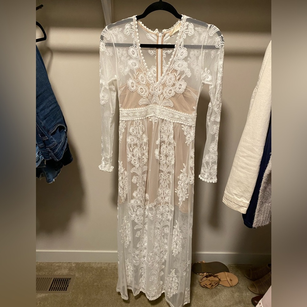 Maxi boho lace bridal dress